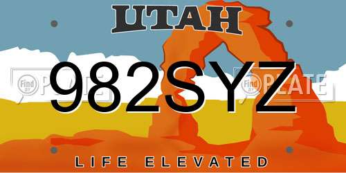 982SYZ Utah License Plate
