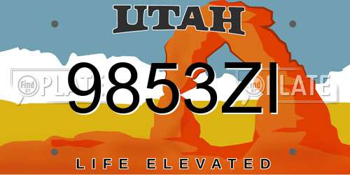 9853ZI Utah License Plate