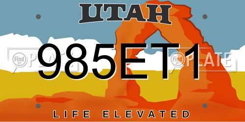 985ET1 Utah License Plate