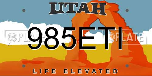 985ETI Utah License Plate