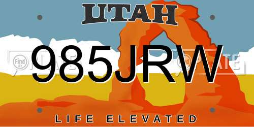 985JRW Utah License Plate