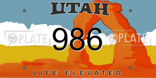 986 Utah License Plate