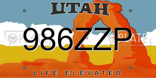 986ZZP Utah License Plate
