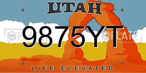 9875YT Utah License Plate