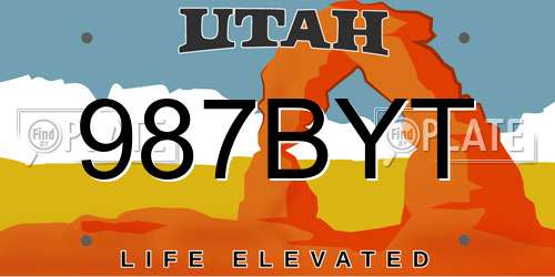 987BYT Utah License Plate