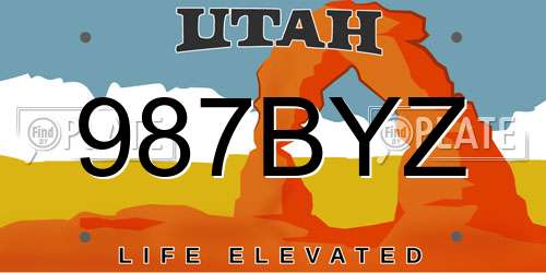 987BYZ Utah License Plate