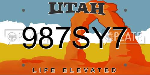 987SY7 Utah License Plate
