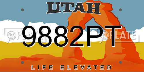 9882PT Utah License Plate