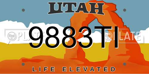9883TI Utah License Plate
