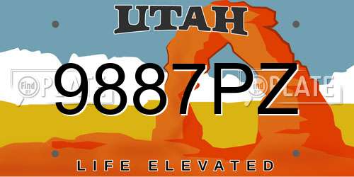 9887PZ Utah License Plate