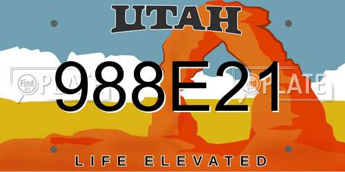 988E21 Utah License Plate
