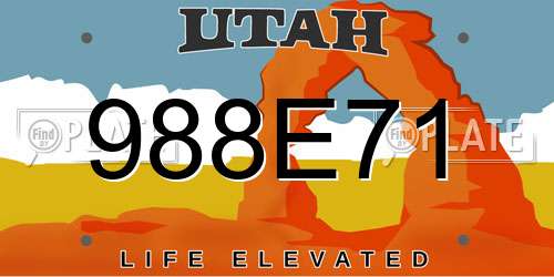 988E71 Utah License Plate