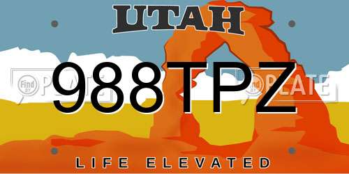 988TPZ Utah License Plate