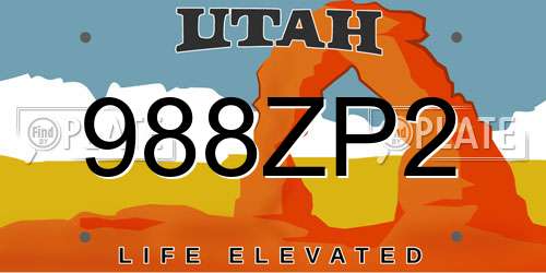 988ZP2 Utah License Plate