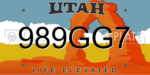 989GG7 Utah License Plate