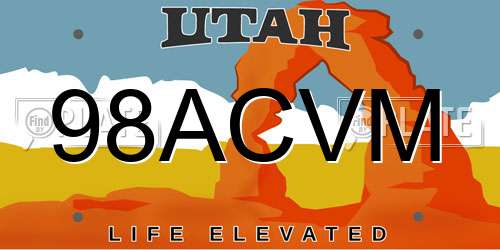 98ACVM Utah License Plate