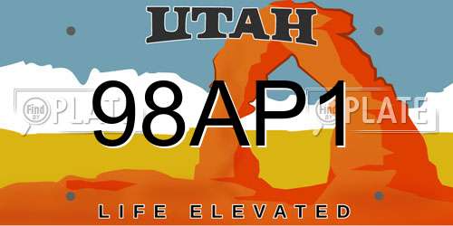 98AP1 Utah License Plate