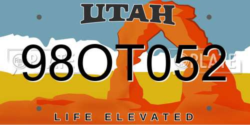 98OT052 Utah License Plate