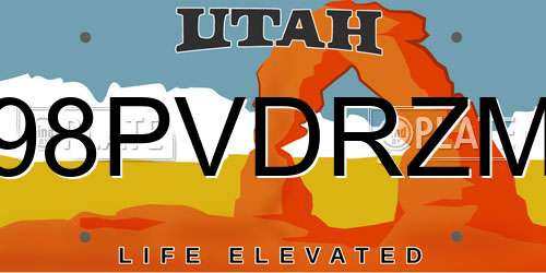 98PVDRZM Utah License Plate