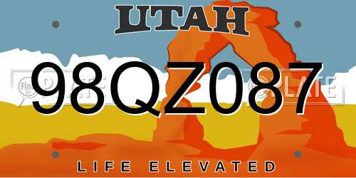 98QZ087 Utah License Plate