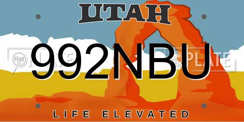 992NBU Utah License Plate