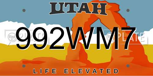 992WM7 Utah License Plate