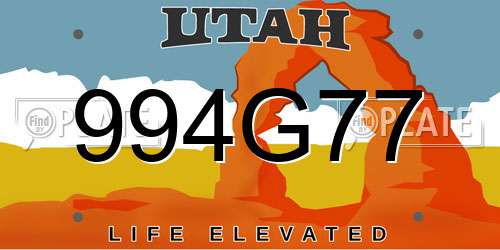 994G77 Utah License Plate