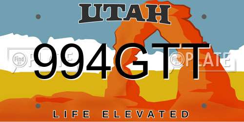 994GTT Utah License Plate