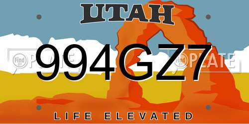 994GZ7 Utah License Plate