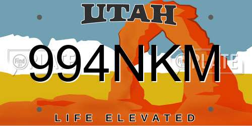 994NKM Utah License Plate