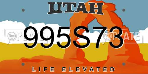 995S73 Utah License Plate