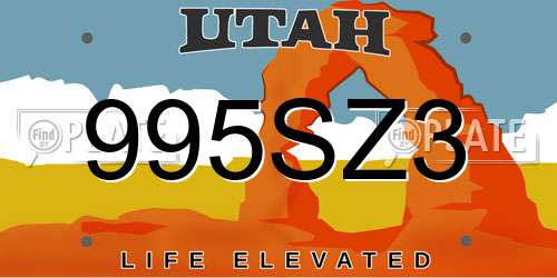 995SZ3 Utah License Plate