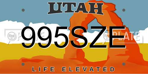 995SZE Utah License Plate