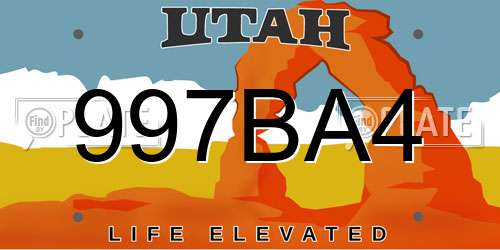 997BA4 Utah License Plate
