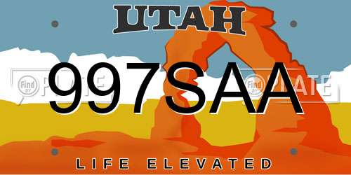 997SAA Utah License Plate