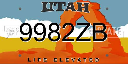 9982ZB Utah License Plate