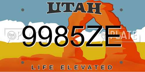 9985ZE Utah License Plate
