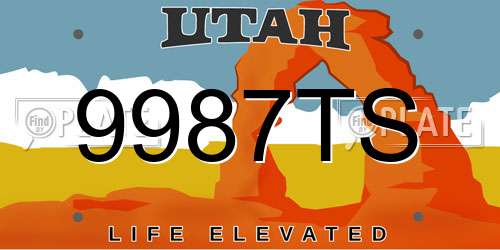9987TS Utah License Plate