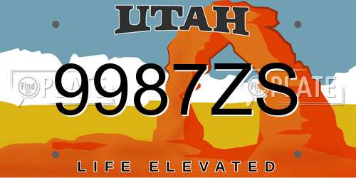 9987ZS Utah License Plate