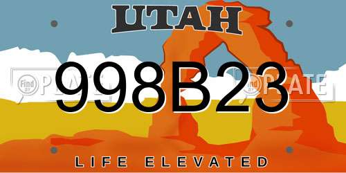 998B23 Utah License Plate