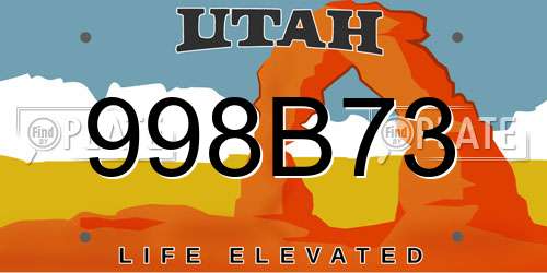 998B73 Utah License Plate