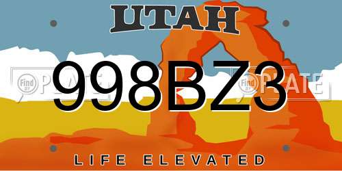998BZ3 Utah License Plate