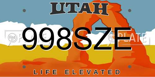 998SZE Utah License Plate