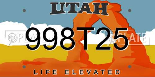 998T25 Utah License Plate