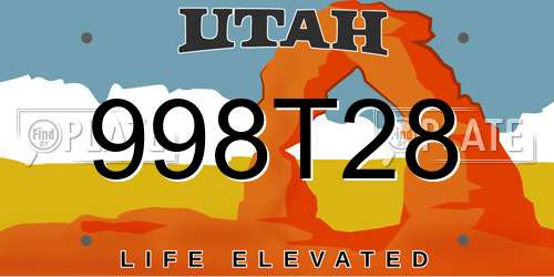 998T28 Utah License Plate