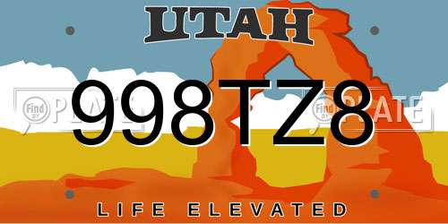 998TZ8 Utah License Plate