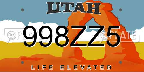 998ZZ5 Utah License Plate