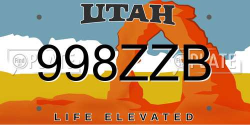 998ZZB Utah License Plate