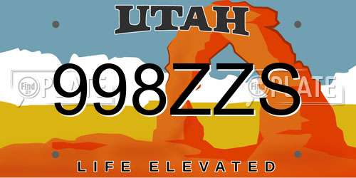 998ZZS Utah License Plate