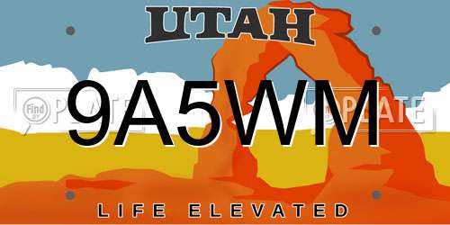 9A5WM Utah License Plate